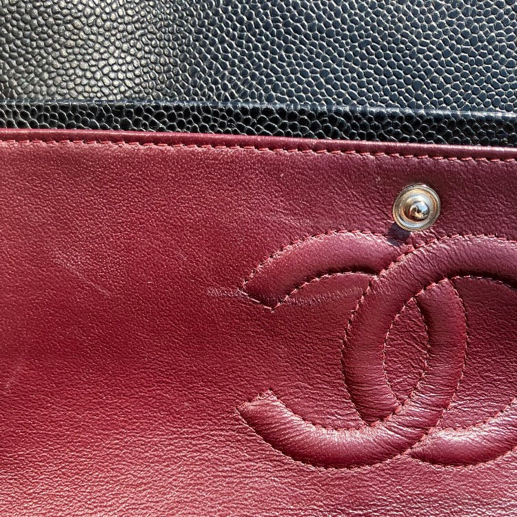 Chanel 2014 Black Caviar Skin Medium Classic Double Flap Shoulder Bag - Image 21