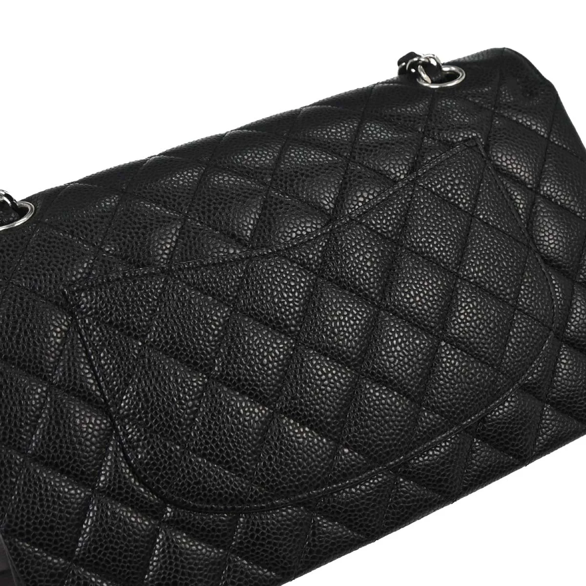 Chanel 2014 Black Caviar Skin Medium Classic Double Flap Shoulder Bag - Image 7