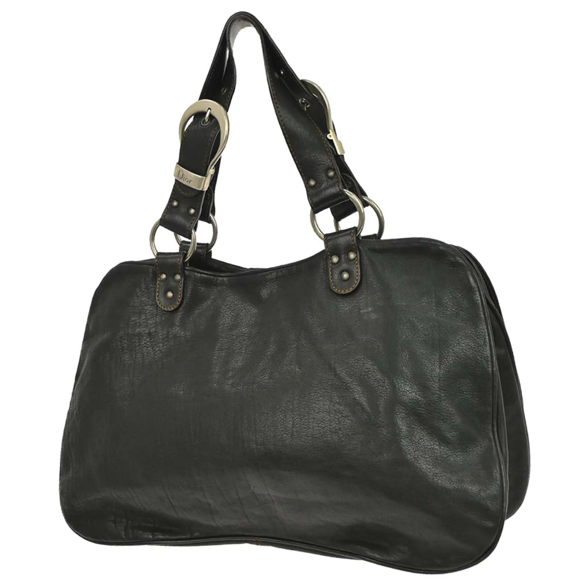 Christian Dior Black Leather Gaucho Handbag - Image 2