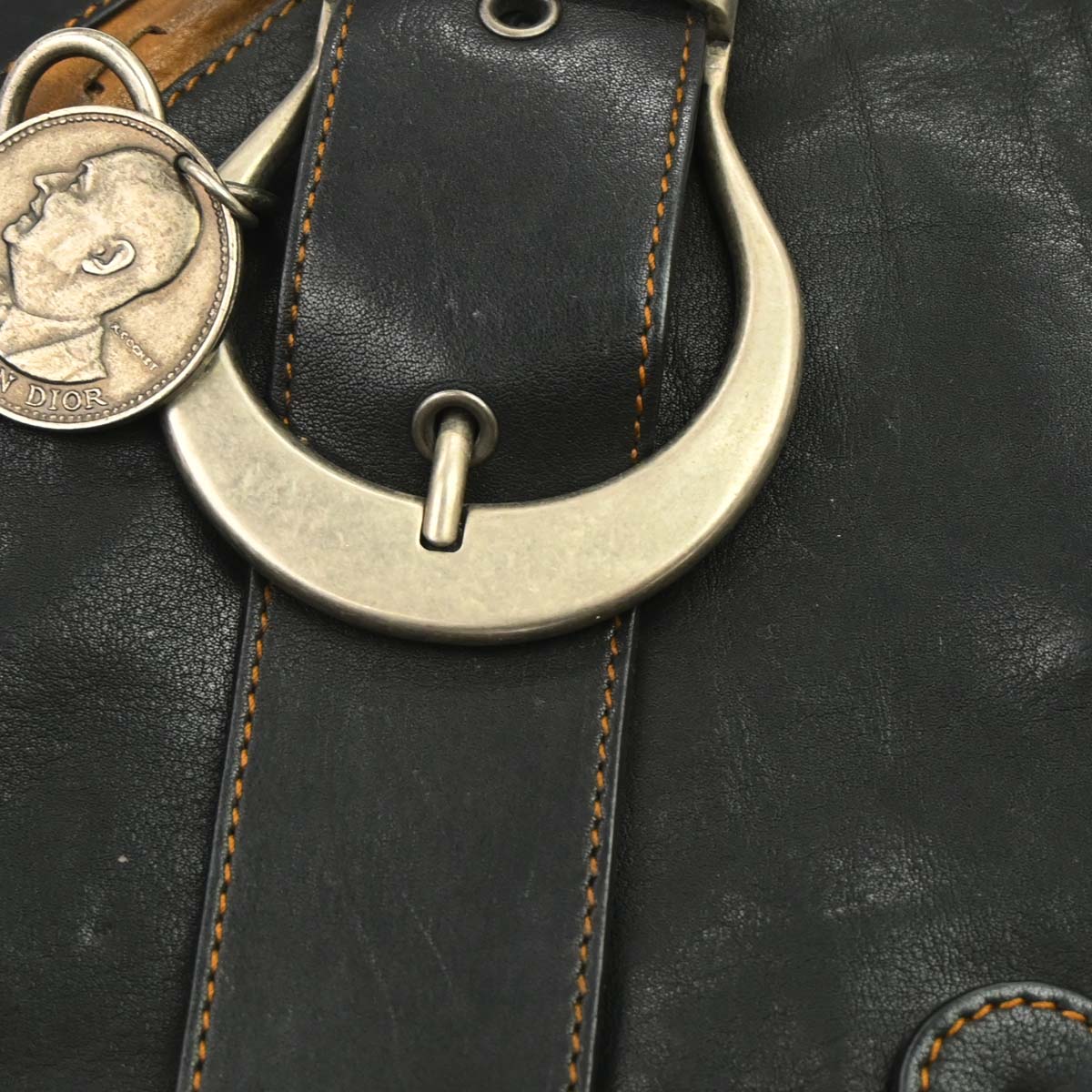 Christian Dior Black Leather Gaucho Handbag - Image 6