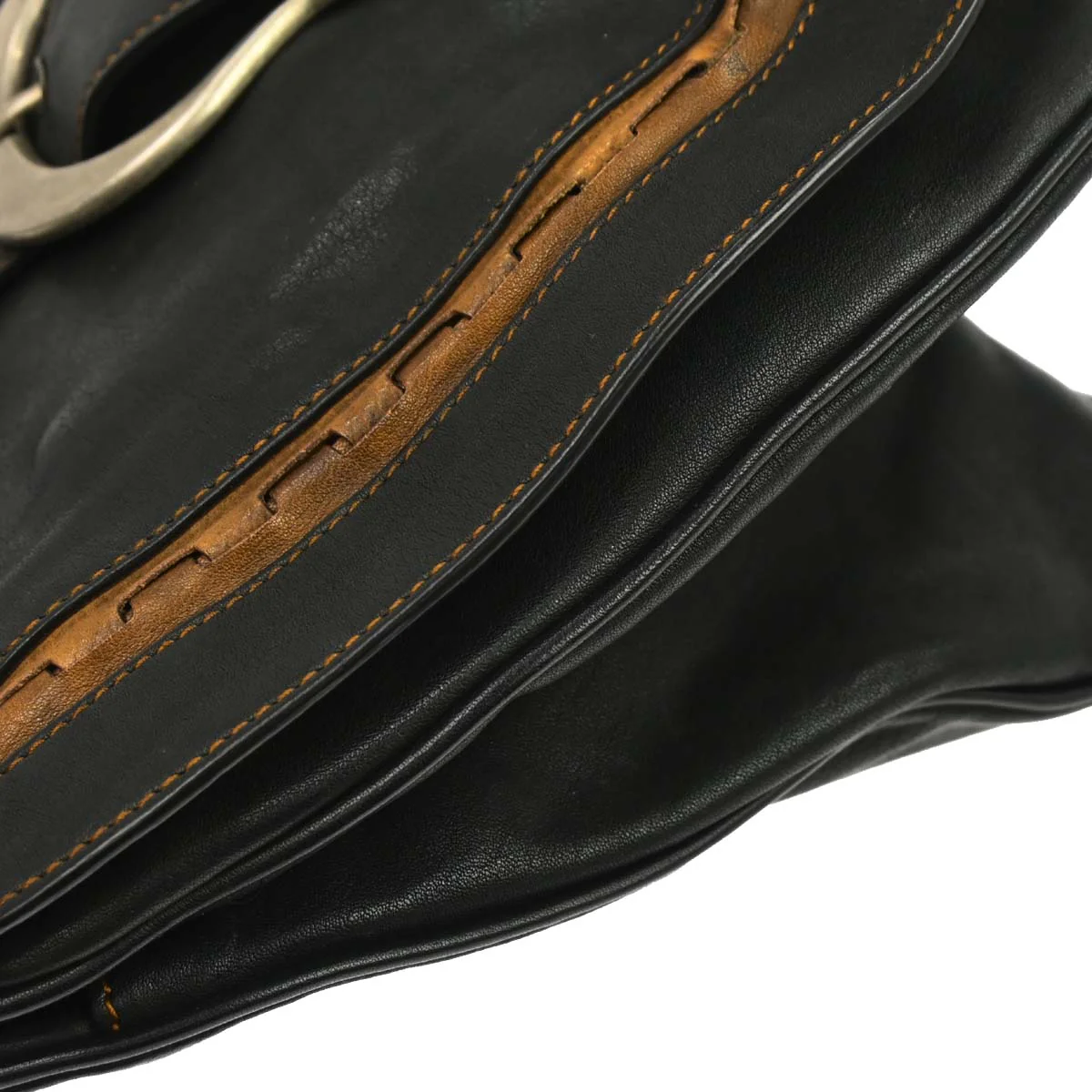 Christian Dior Black Leather Gaucho Handbag - Image 7