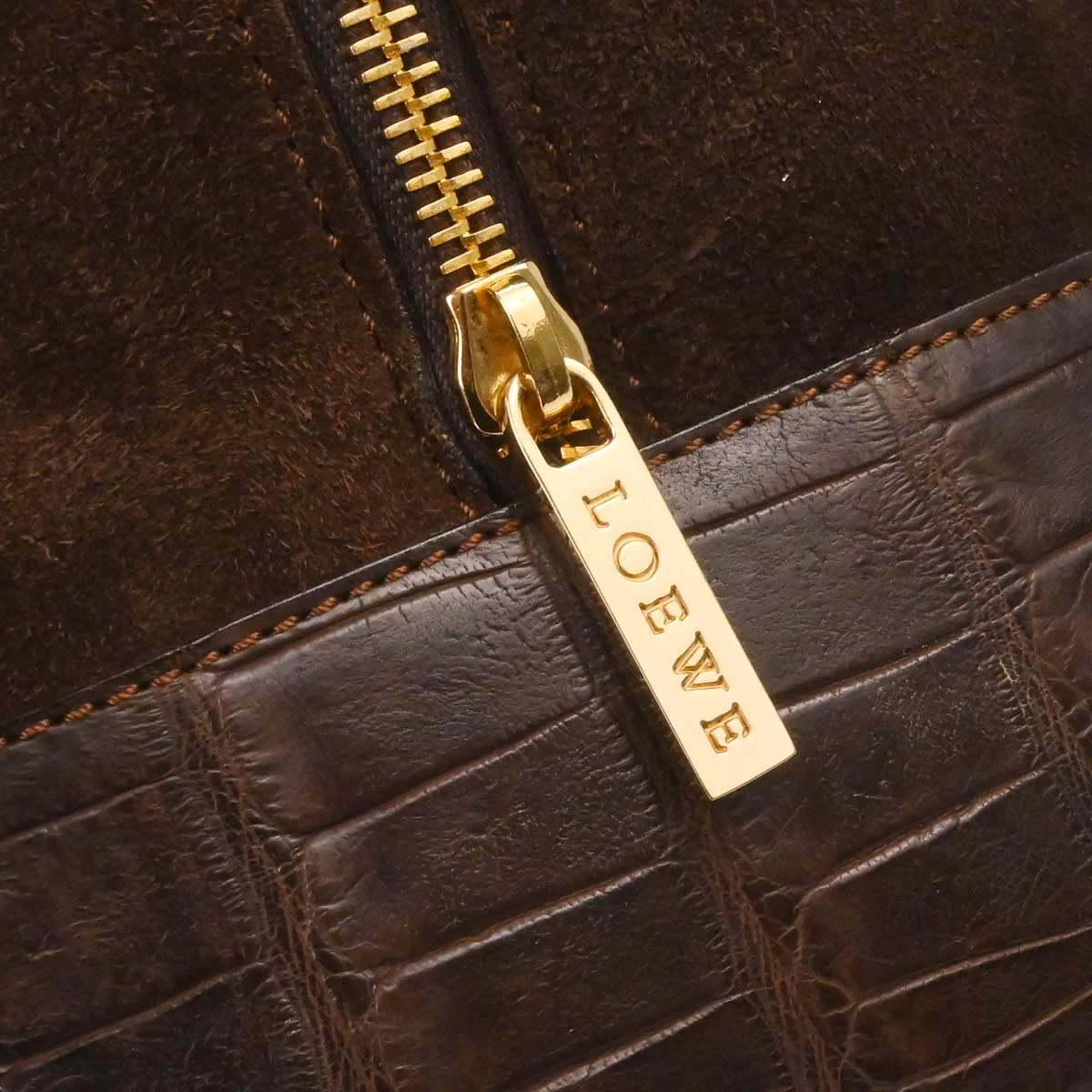 Loewe Brown Suede Embossed Leather Amazona 32 Handbag - Image 16