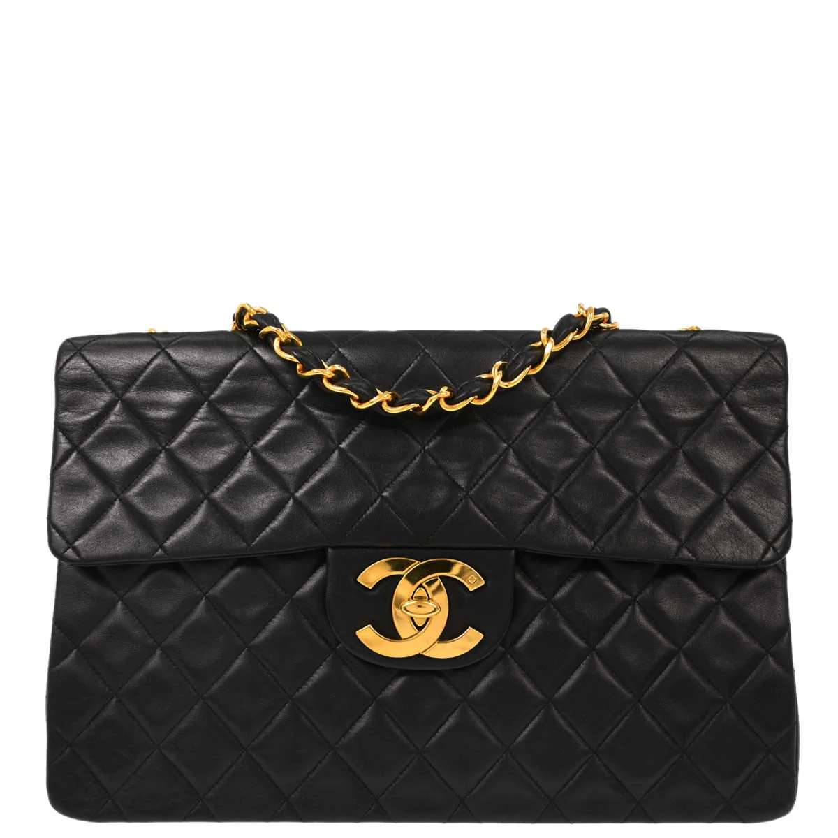 Chanel Black Lambskin Maxi Classic Flap Shoulder Bag