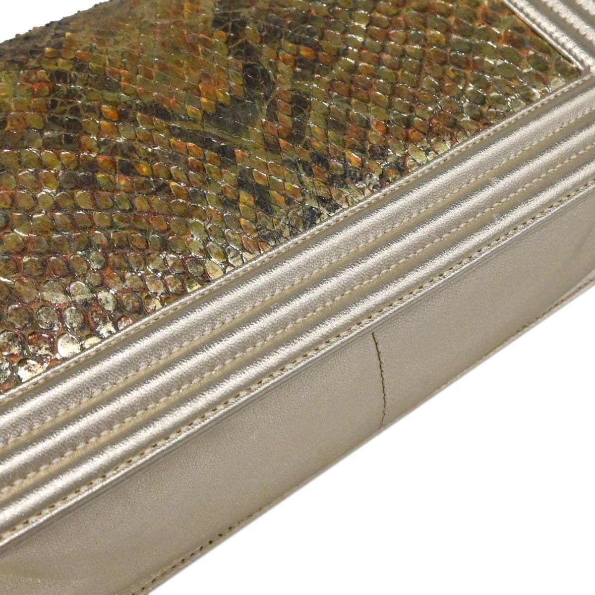 Boy Chanel * Gold Python Medium Shoulder Bag - Image 5