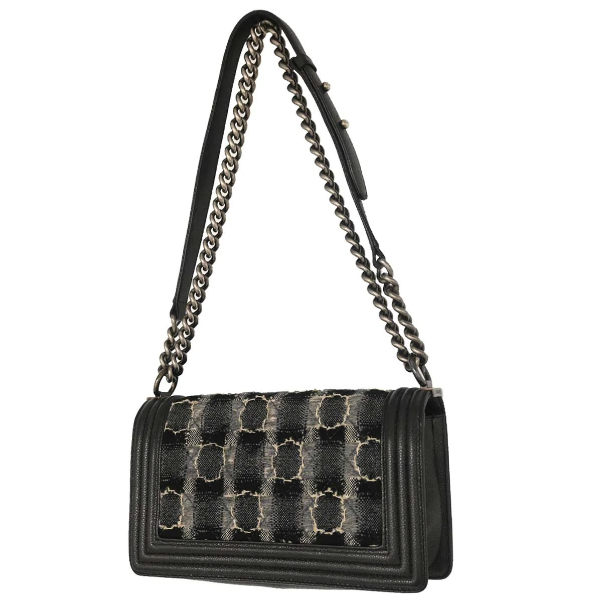 Boy Chanel 2013-2014 Black Caviar Tweed Medium Shoulder Bag - Image 2