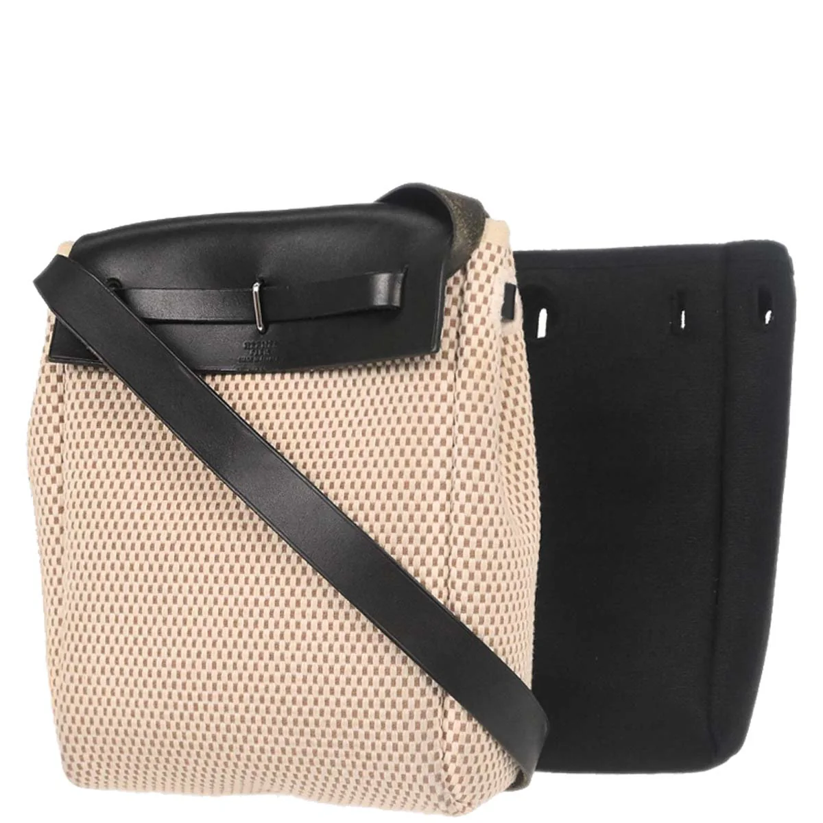 Hermes Black Natural Toile Officier GM Herbag TPM 2 in 1 Shoulder Bag - Image 2
