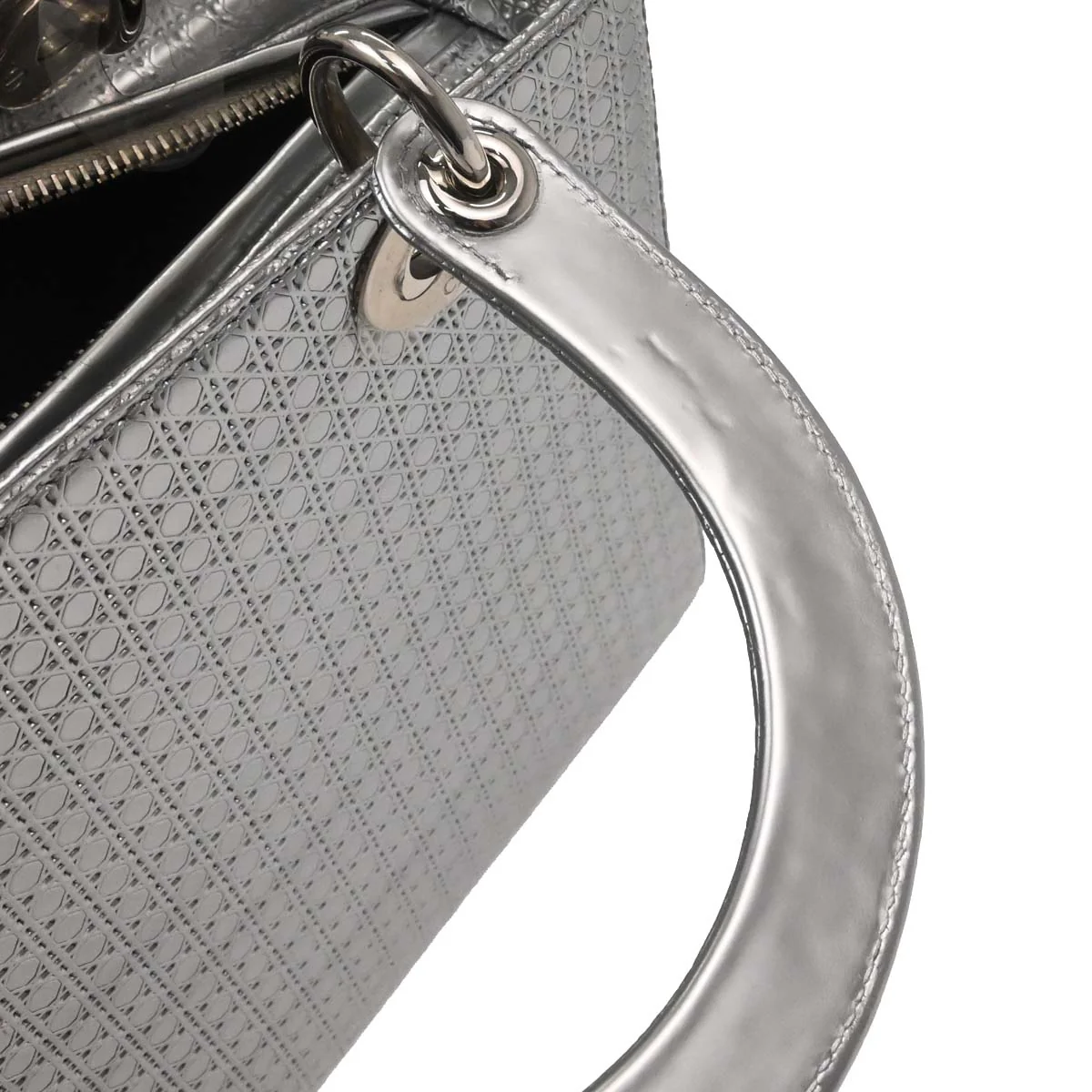 Christian Dior Silver Leather Medium Lady Dior Cannage 2way Shoulder Handbag - Image 16