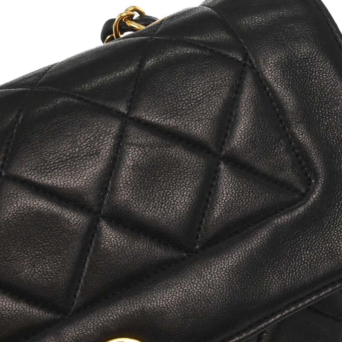 Chanel 1991-1994 Black Lambskin Single Flap Shoulder Bag - Image 9