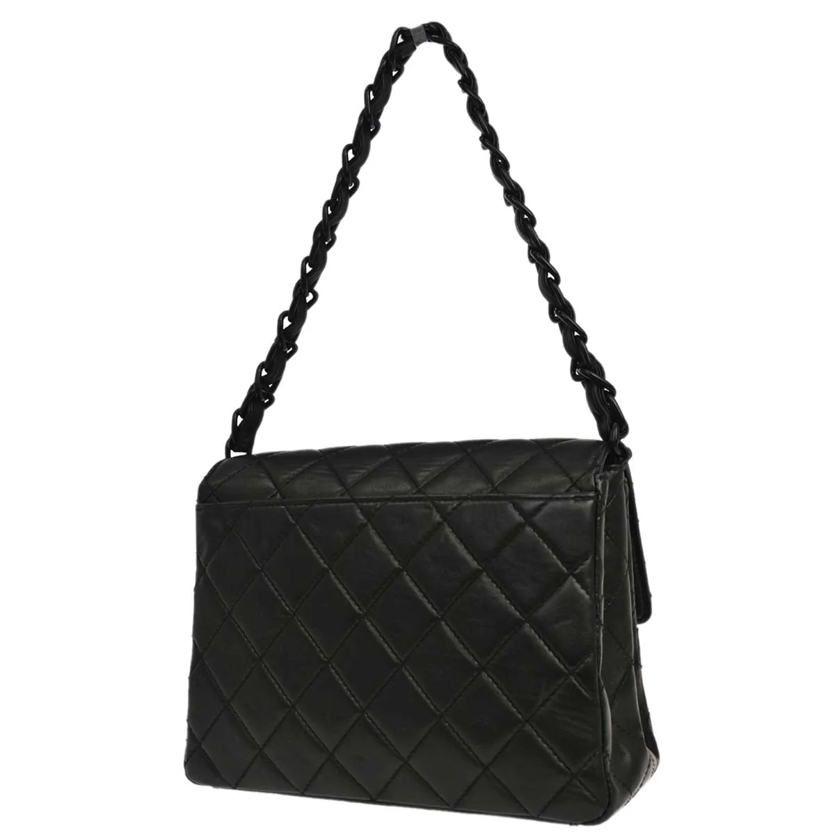 Chanel Black Lambskin Acrylic Chain Straight Flap Handbag - Image 2