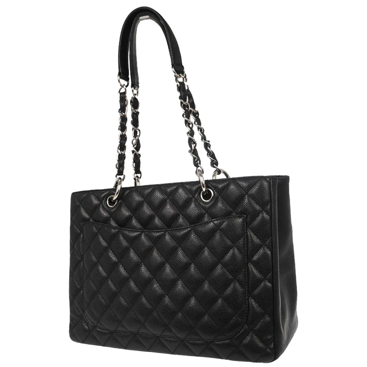 Chanel 2008-2009 Black Caviar Skin Grand Shopping Tote GST Chain Handbag - Image 2