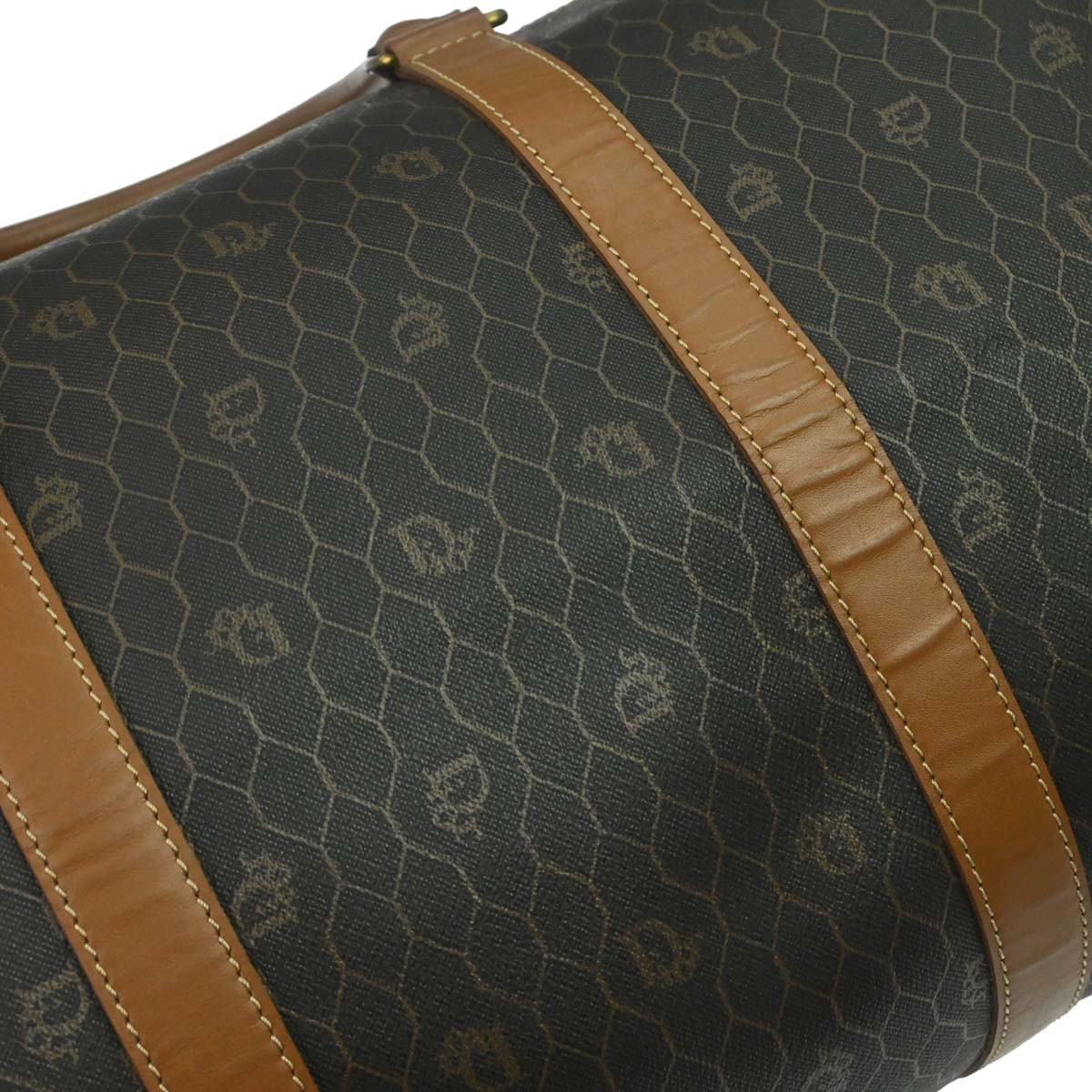 Christian Dior Black Brown Honeycomb Duffle Handbag - Image 10