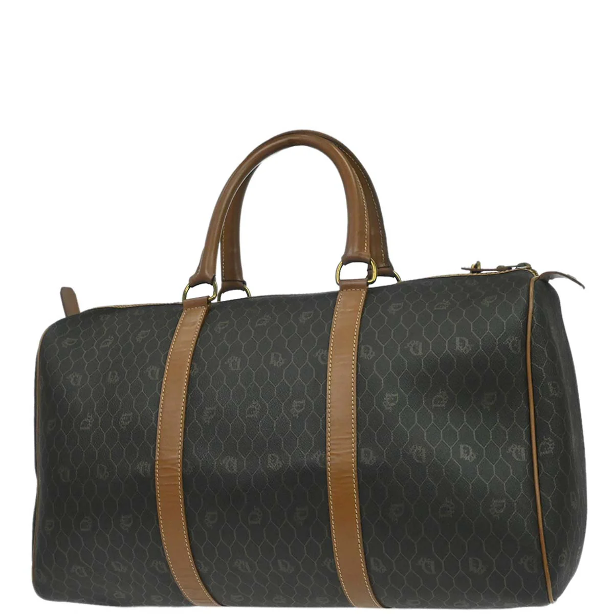 Christian Dior Black Brown Honeycomb Duffle Handbag - Image 2