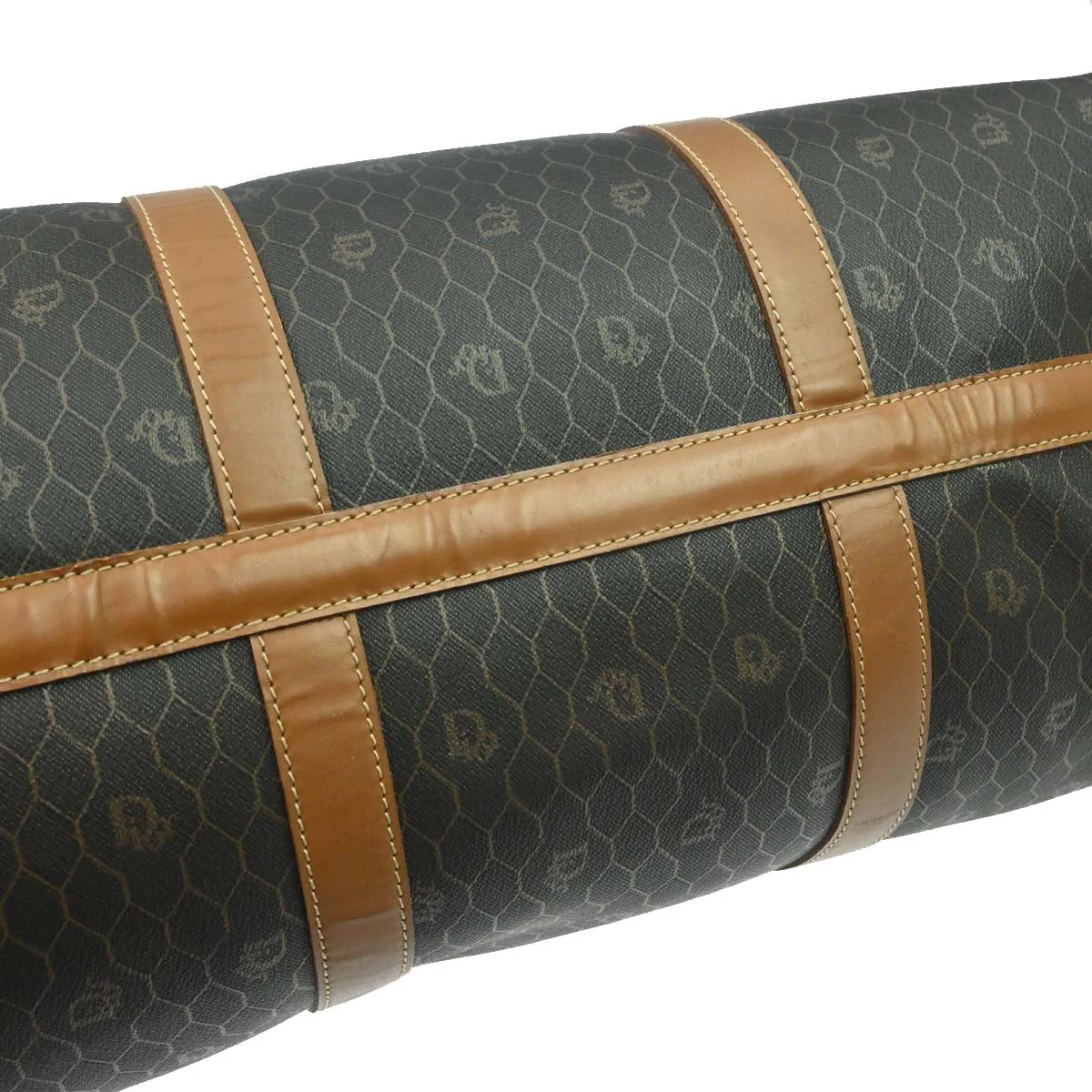 Christian Dior Black Brown Honeycomb Duffle Handbag - Image 3