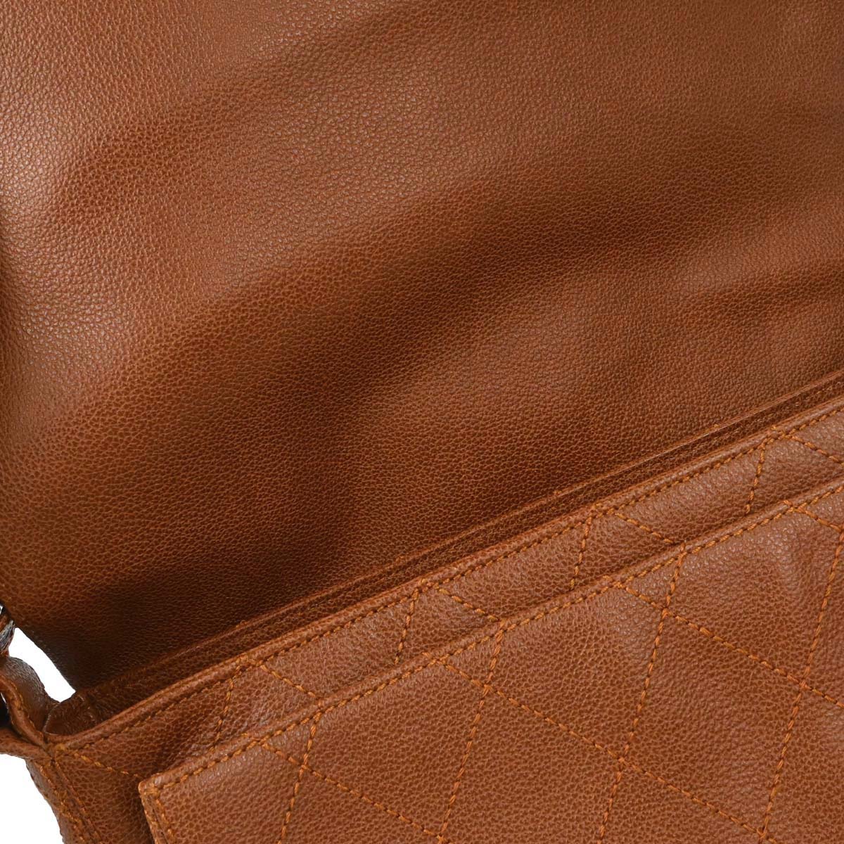 Chanel 1997-1999 Brown Caviar Skin Straight Flap Shoulder Bag - Image 13