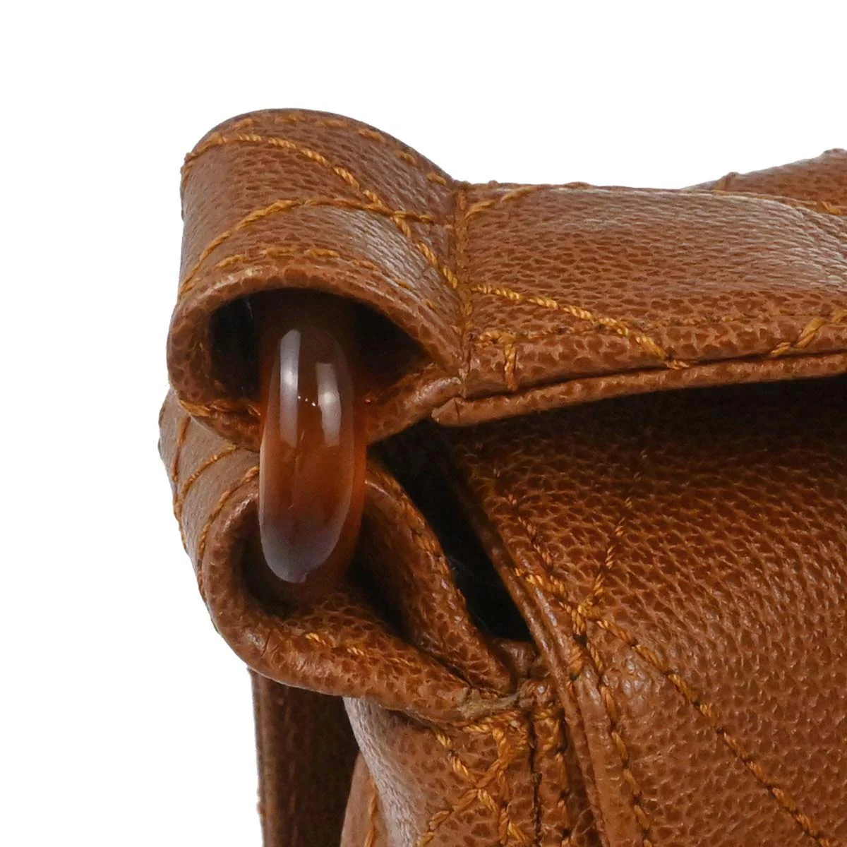 Chanel 1997-1999 Brown Caviar Skin Straight Flap Shoulder Bag - Image 5