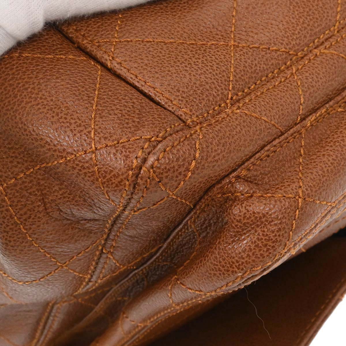 Chanel 1997-1999 Brown Caviar Skin Straight Flap Shoulder Bag - Image 7