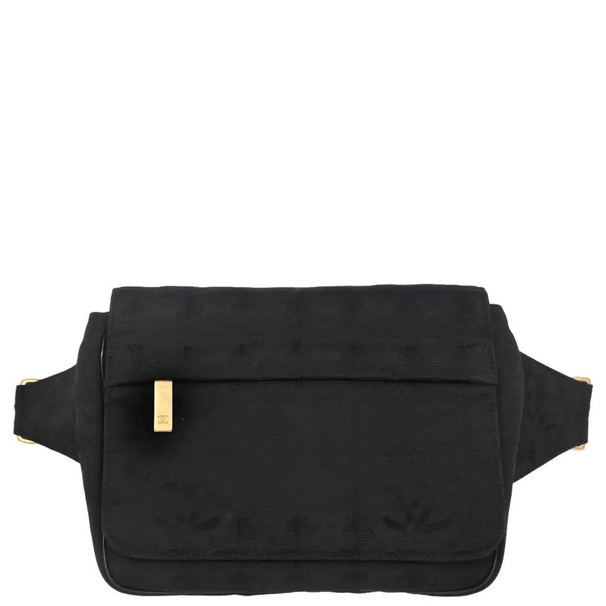 Chanel 2005-2006 Black Jacquard Nylon Travel Line Waist Bum Bag