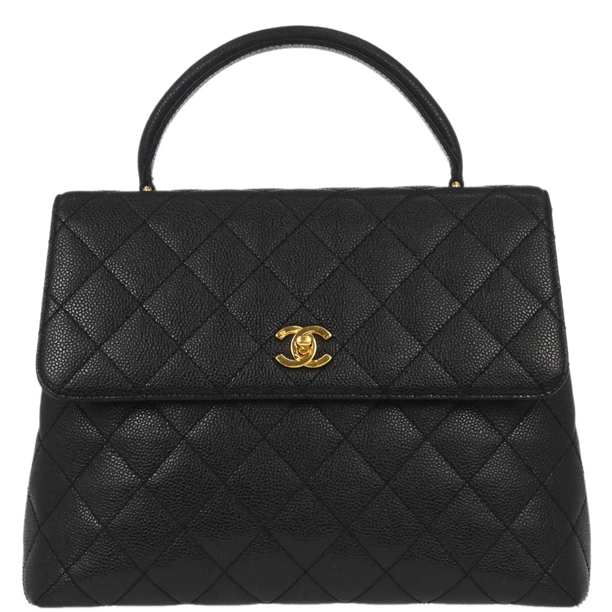 Chanel Black Caviar Skin Top Handle Handbag