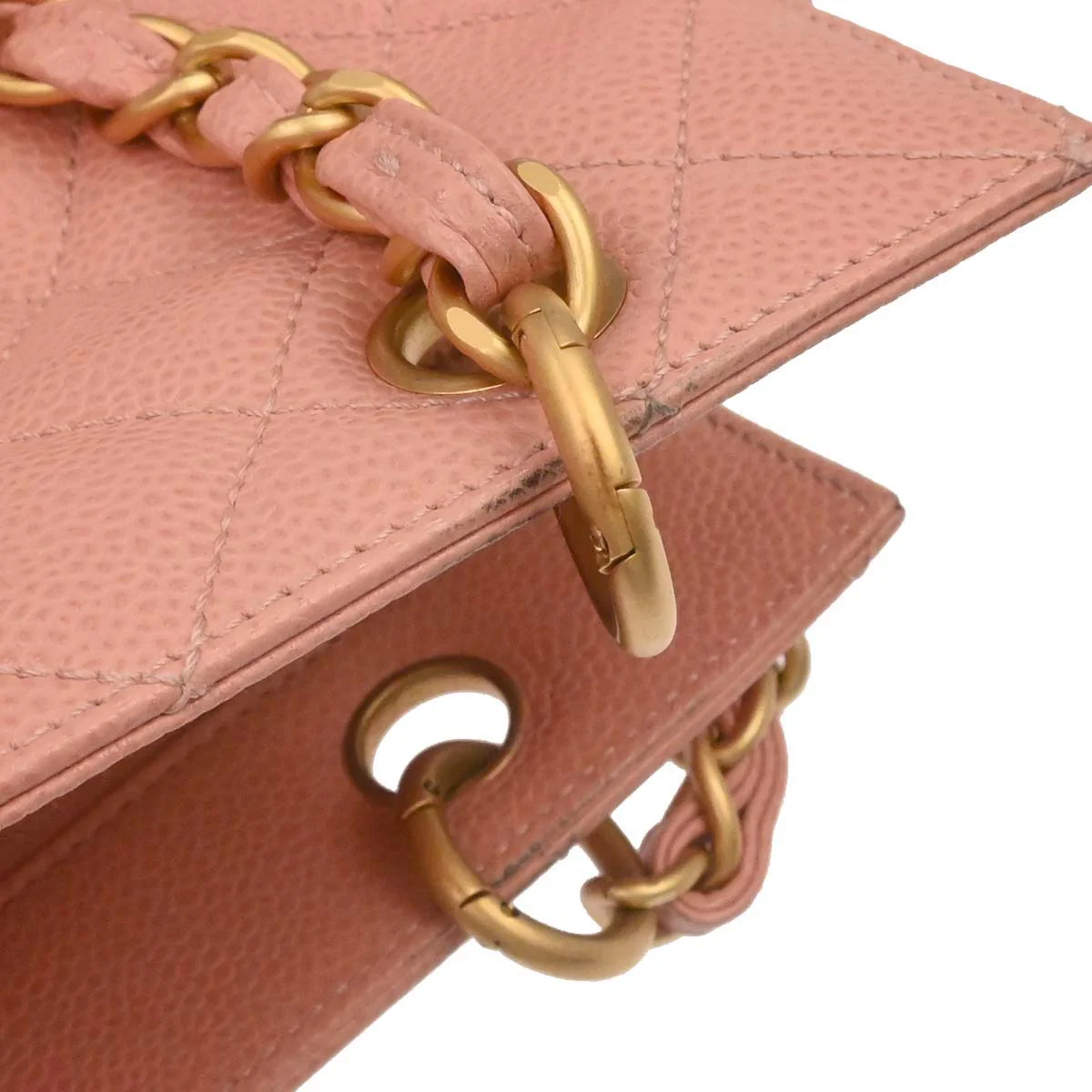 Chanel 2000-2002 Pink Caviar Skin Tote Chain Handbag - Image 11