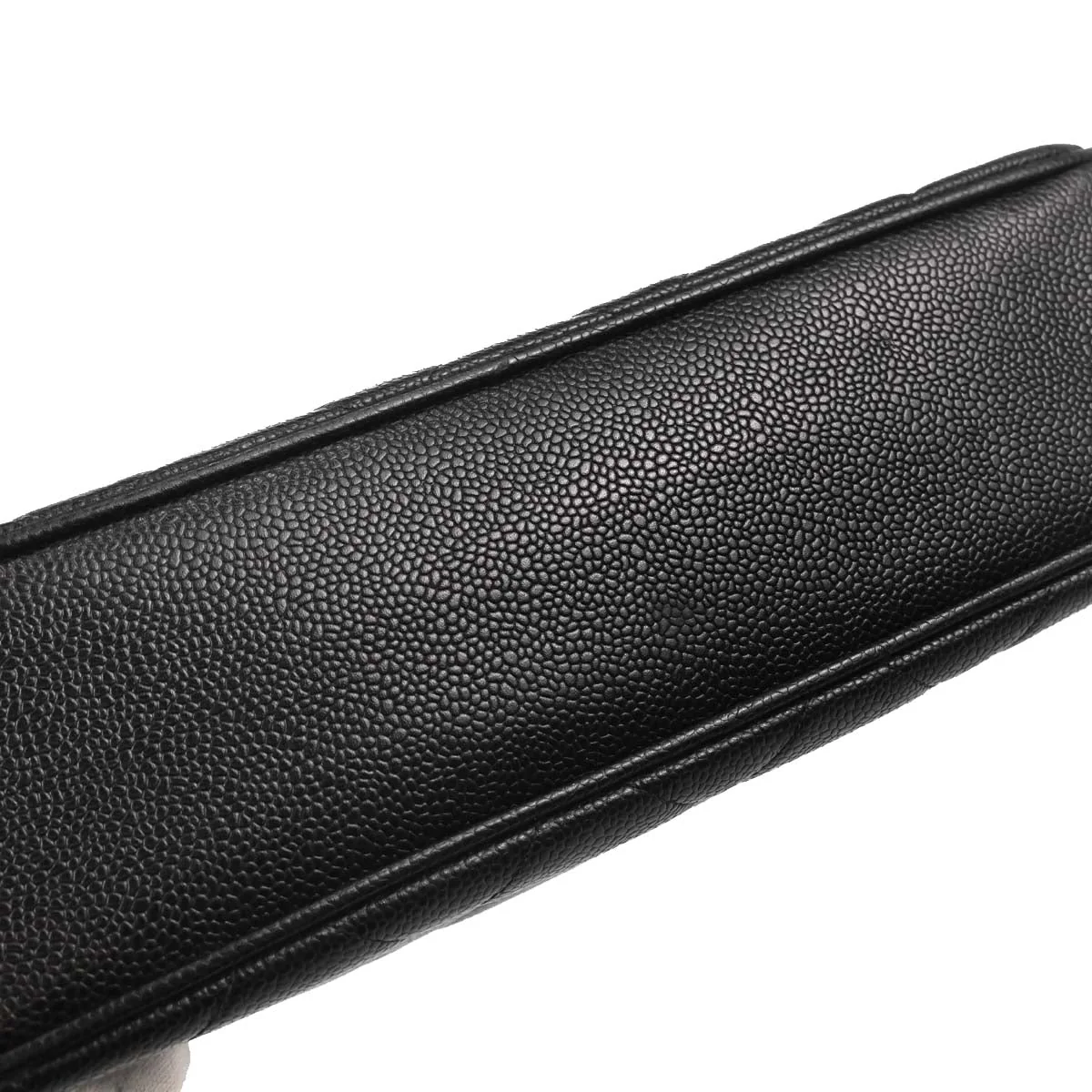 Chanel 1997-1999 Black Caviar Skin Chain Shoulder Tote Bag - Image 3