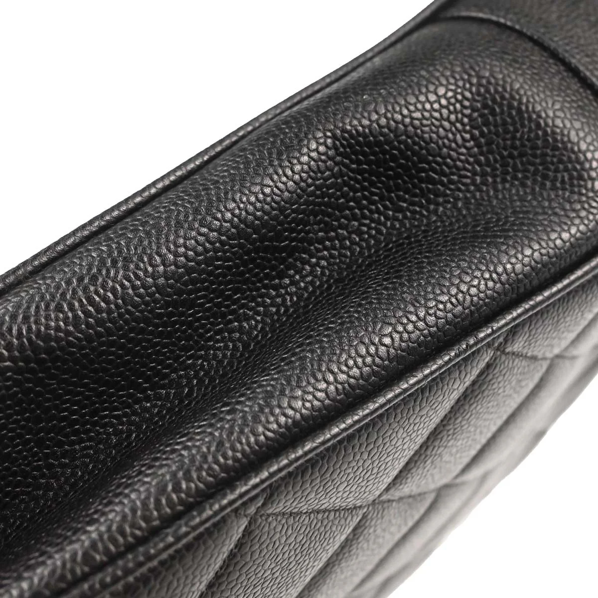 Chanel 1997-1999 Black Caviar Skin Chain Shoulder Tote Bag - Image 9