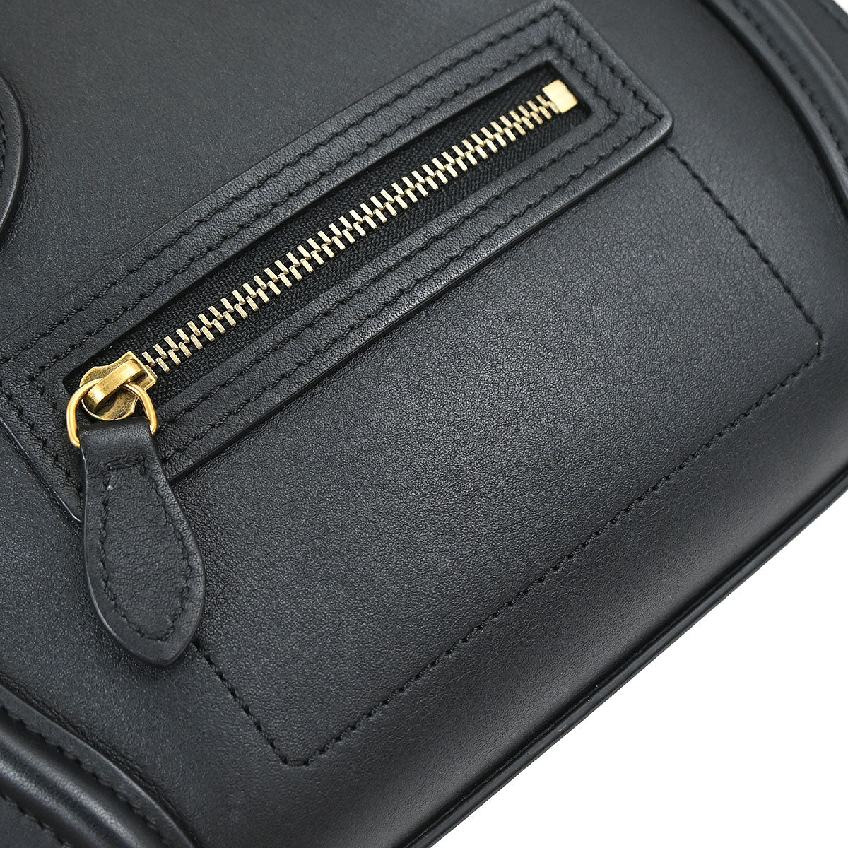 Celine Black Leather Nano Luggage Shoulder Tote Bag - Image 6