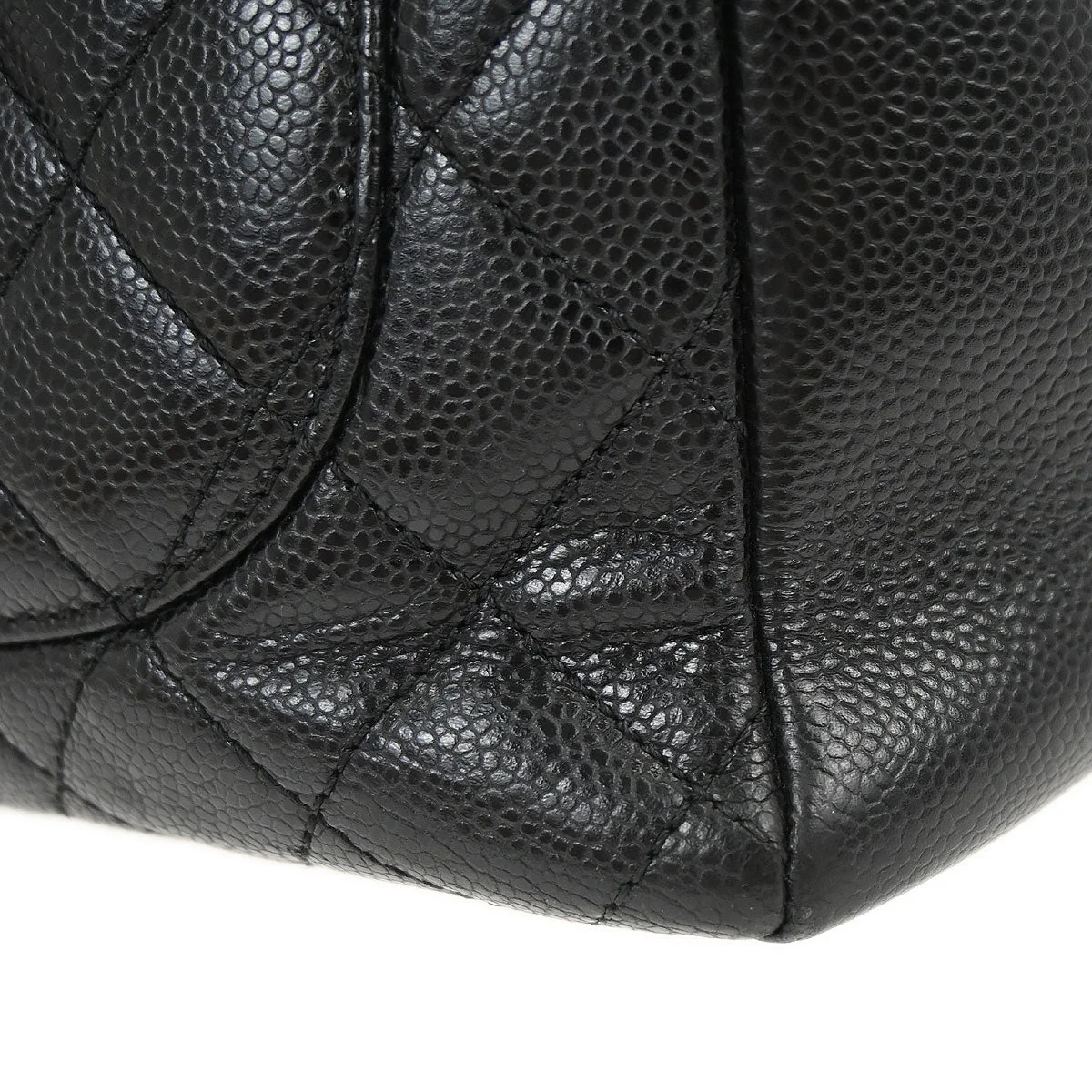 Chanel Black Caviar Skin Grand Shopping Tote GST Chain Handbag - Image 7
