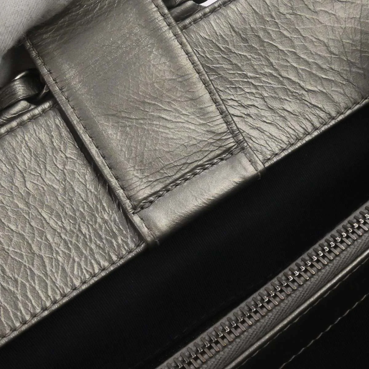 Chanel Metallic Silver Calfskin Chain Me Tote Handbag - Image 14