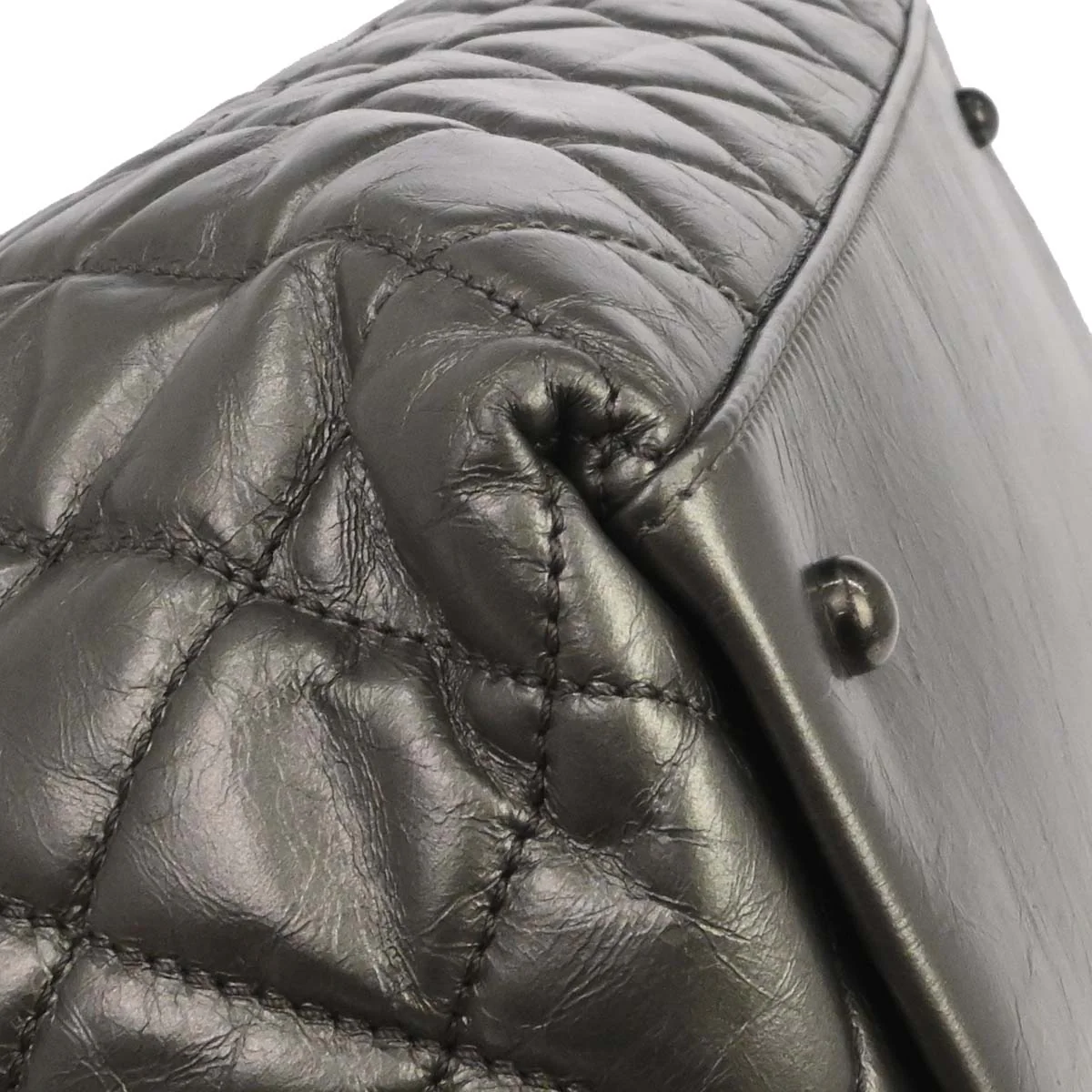 Chanel Metallic Silver Calfskin Chain Me Tote Handbag - Image 6