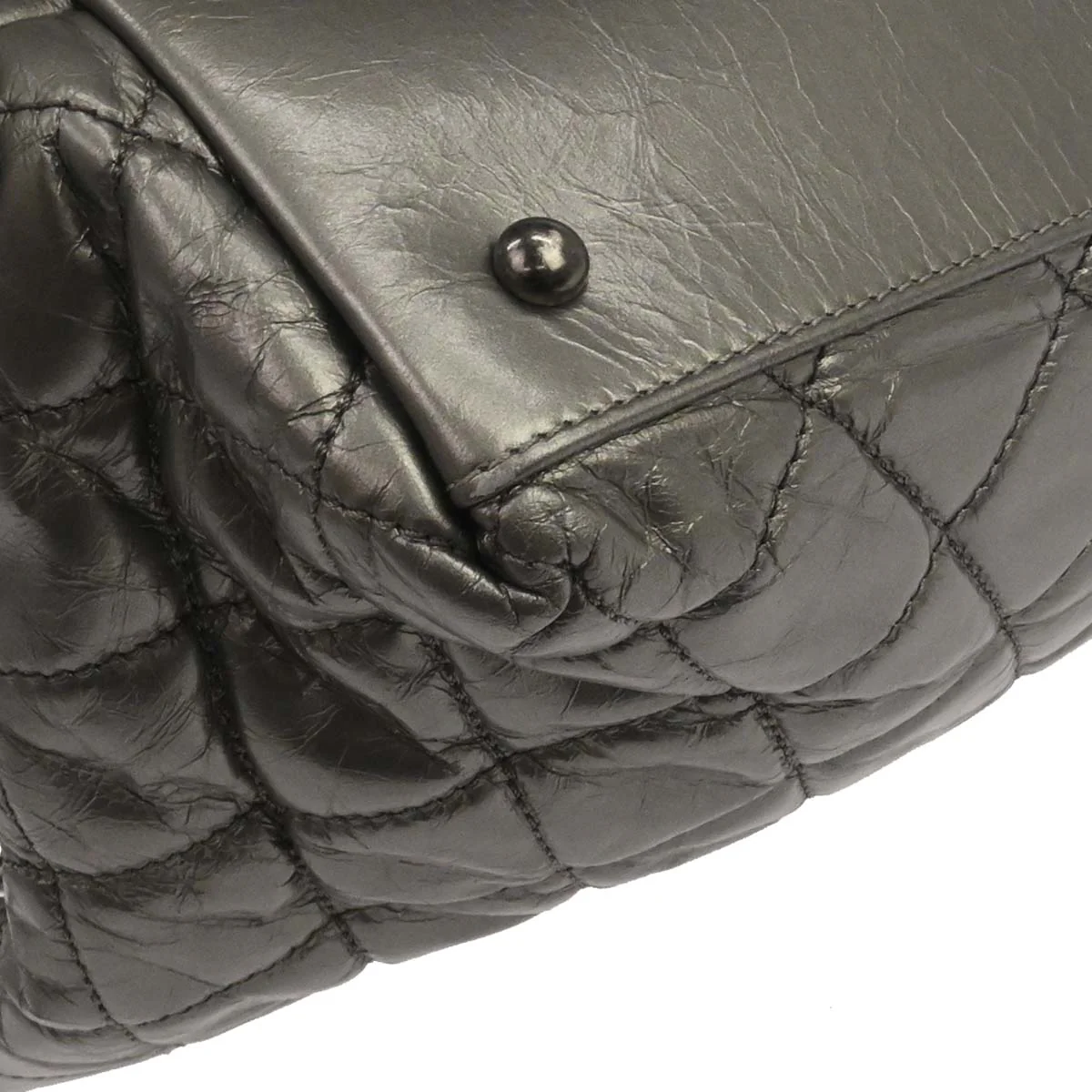 Chanel Metallic Silver Calfskin Chain Me Tote Handbag - Image 7