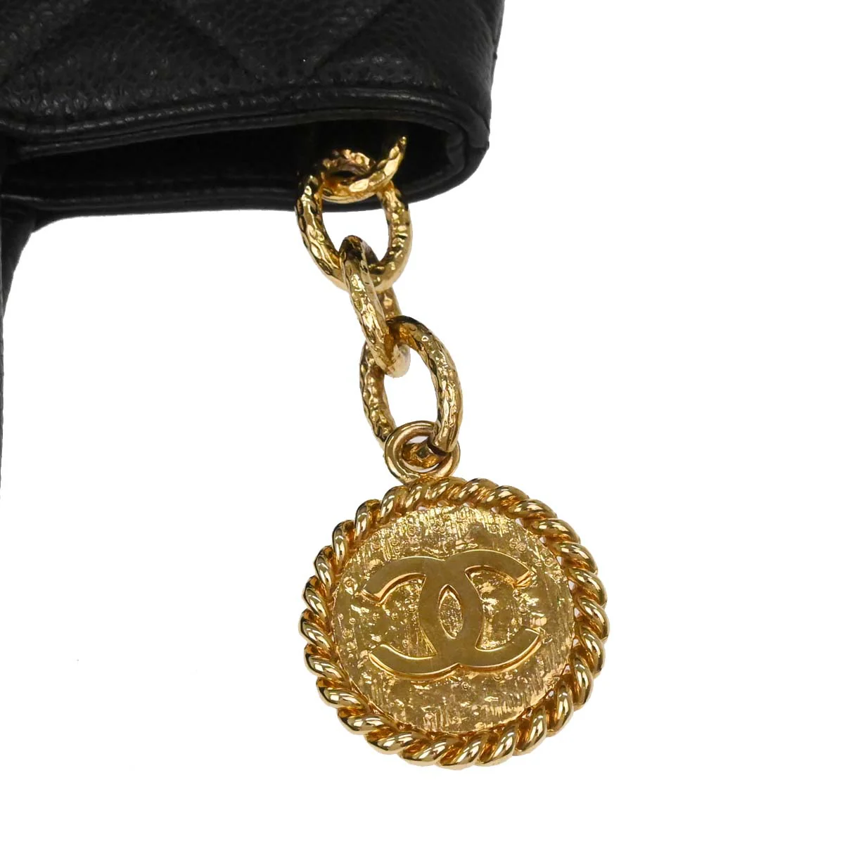 Chanel 2005-2006 Black Caviar Skin Medallion Tote Handbag - Image 3