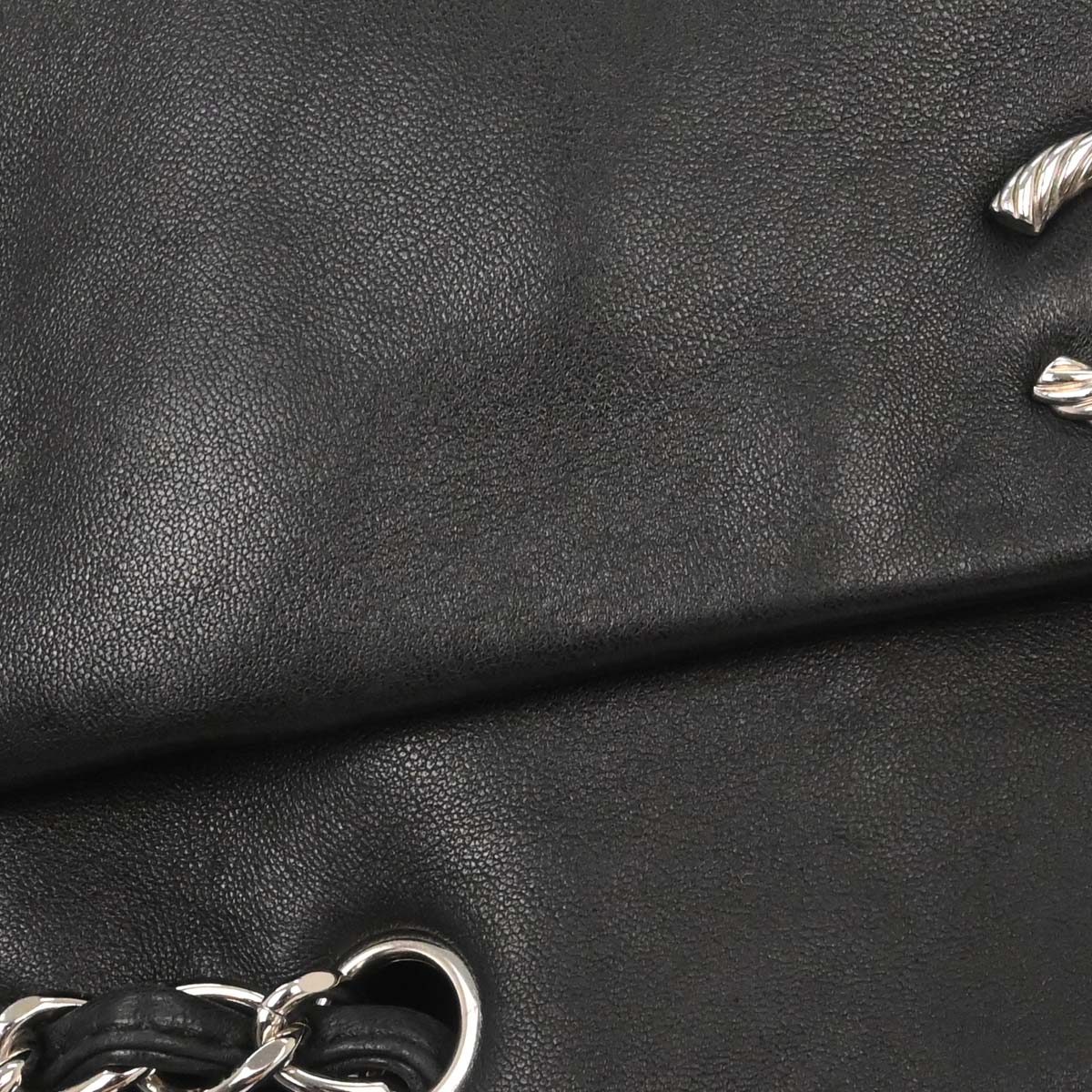 Chanel 2009-2010 Black Lambskin Tote Chain Handbag - Image 6