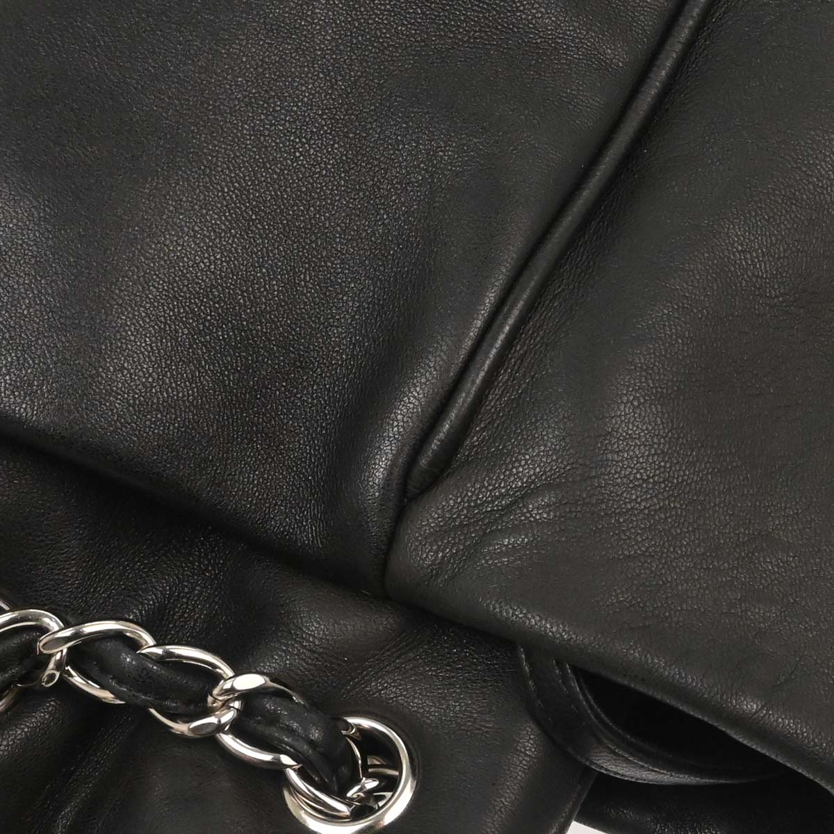 Chanel 2009-2010 Black Lambskin Tote Chain Handbag - Image 7