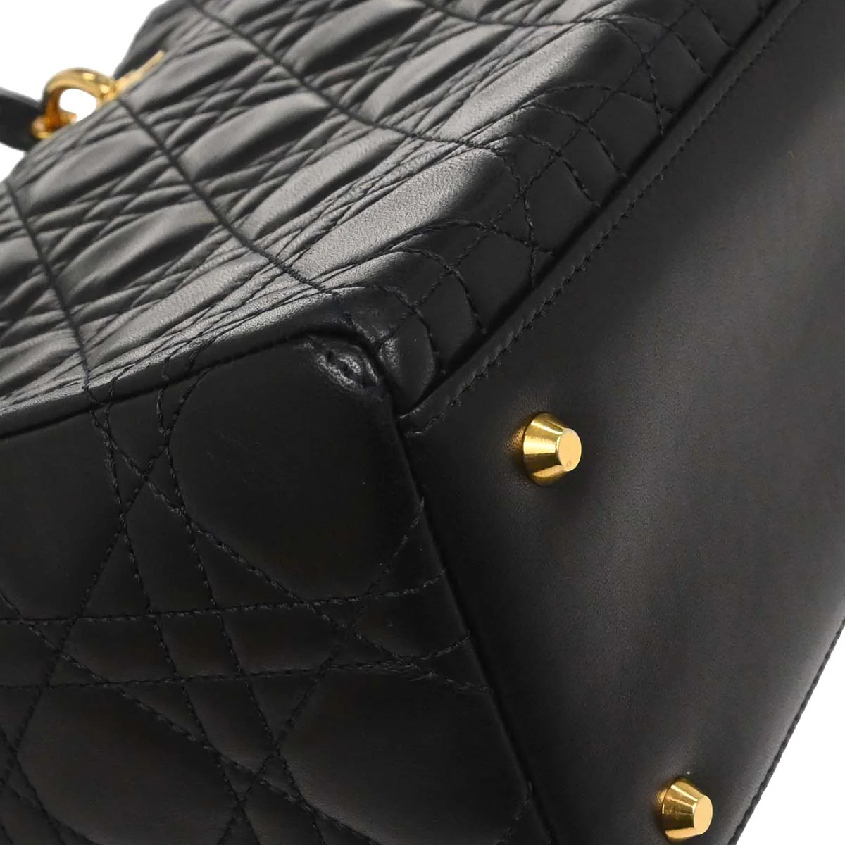 Christian Dior Black Lambskin Medium Lady Dior Cannage 2way Shoulder Handbag - Image 5