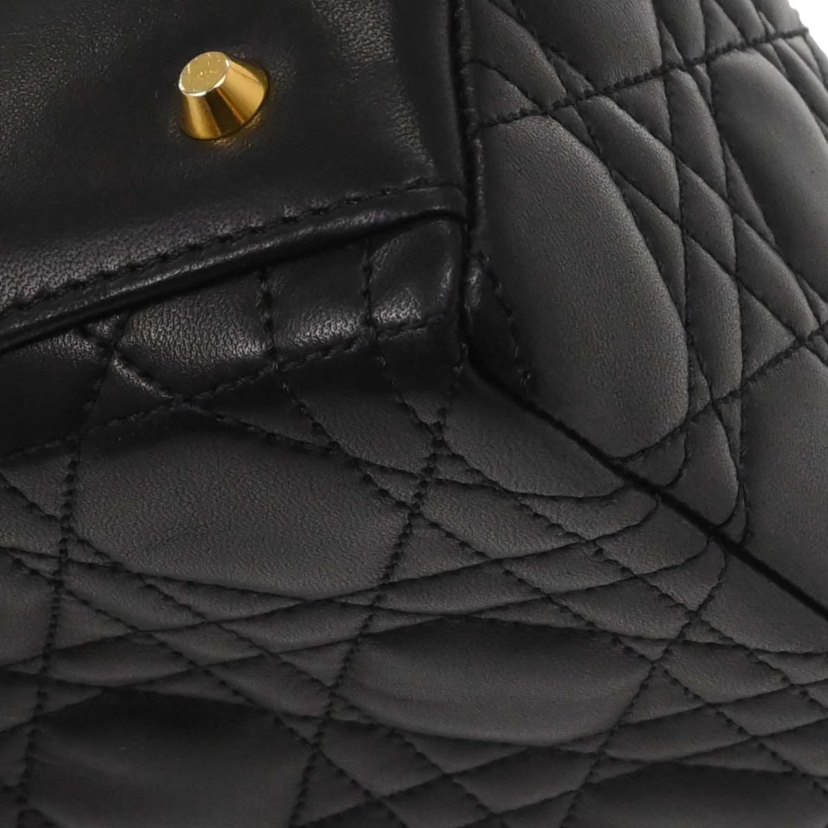 Christian Dior Black Lambskin Medium Lady Dior Cannage 2way Shoulder Handbag - Image 8