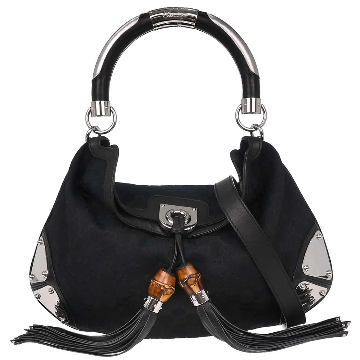 Gucci Black GG Canvas and Leather Medium Babouska Indy Hobo