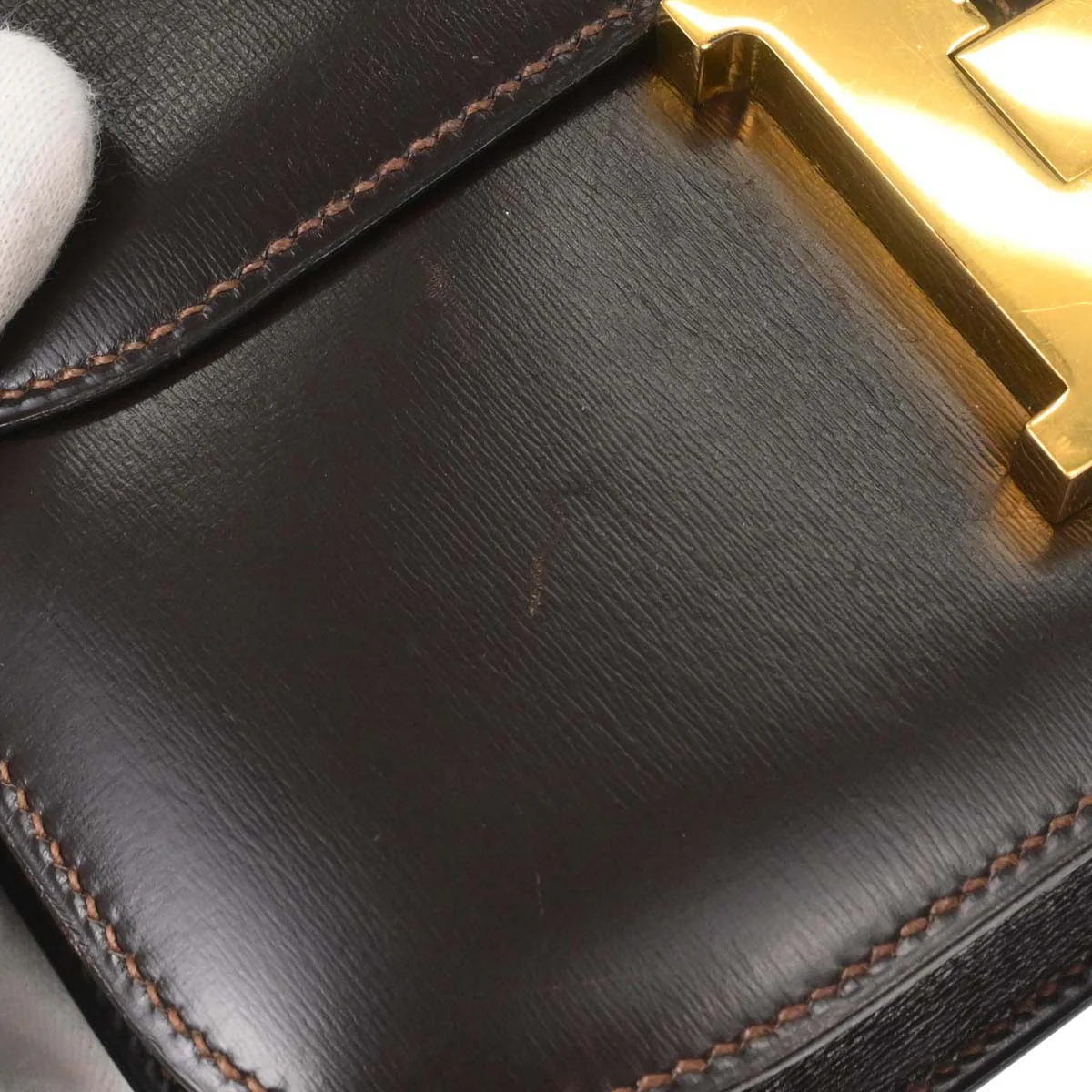 Hermes Chocolat Box Calf Constance 23 Shoulder Bag - Image 6