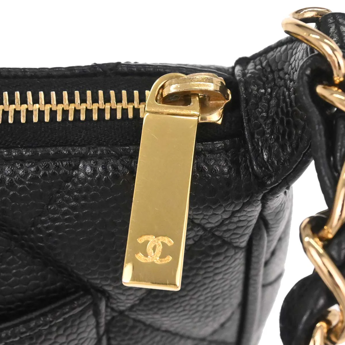 Chanel 2002-2003 Black Caviar Skin Chain Handbag - Image 3
