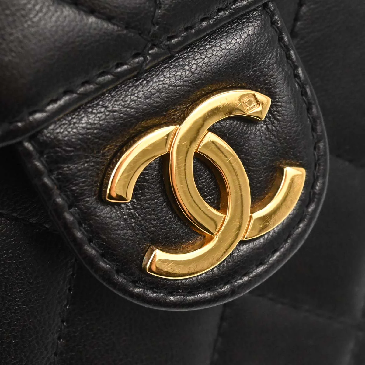 Chanel Black Lambskin Pushlock Medium Half Flap Shoulder Bag - Image 11