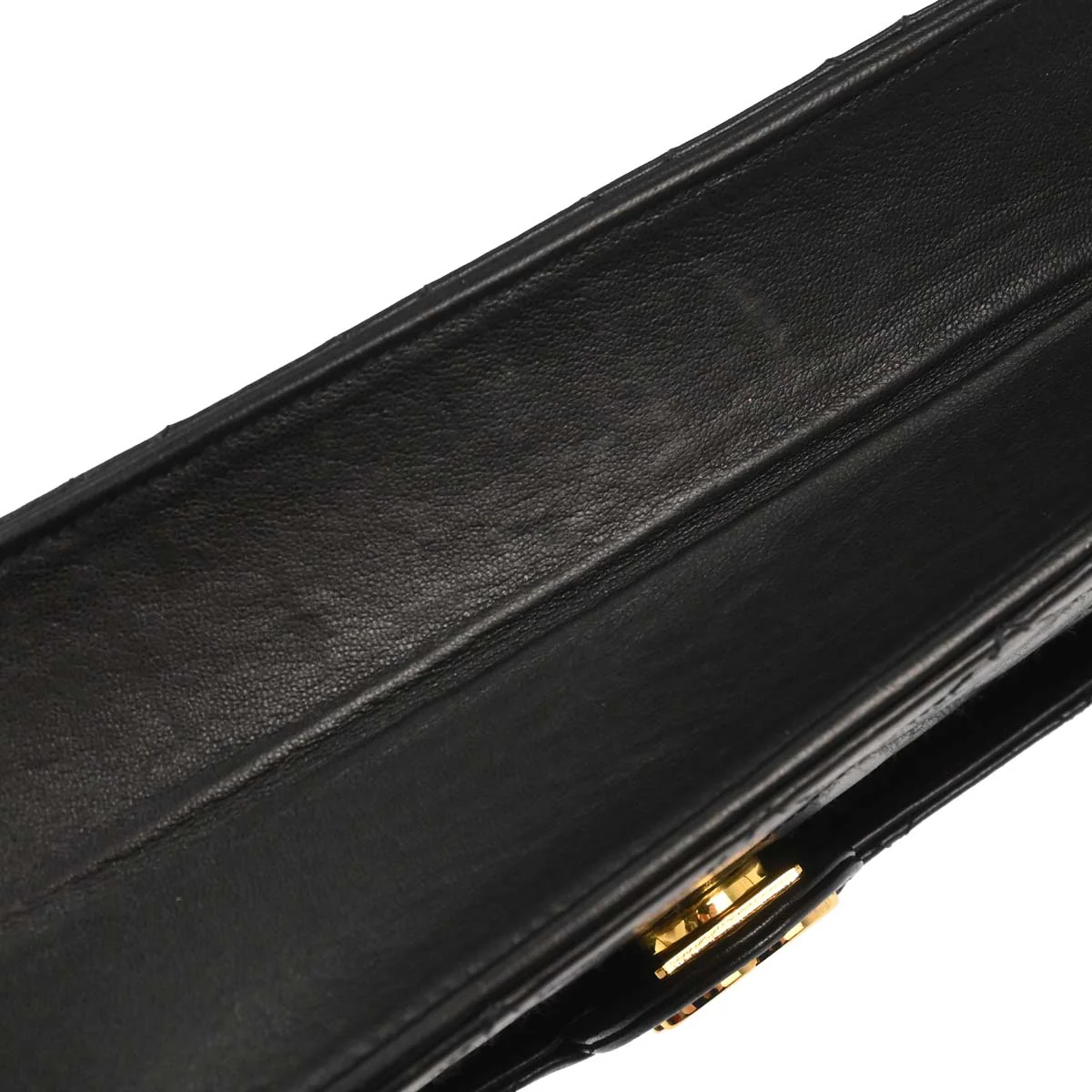 Chanel Black Lambskin Pushlock Medium Half Flap Shoulder Bag - Image 3