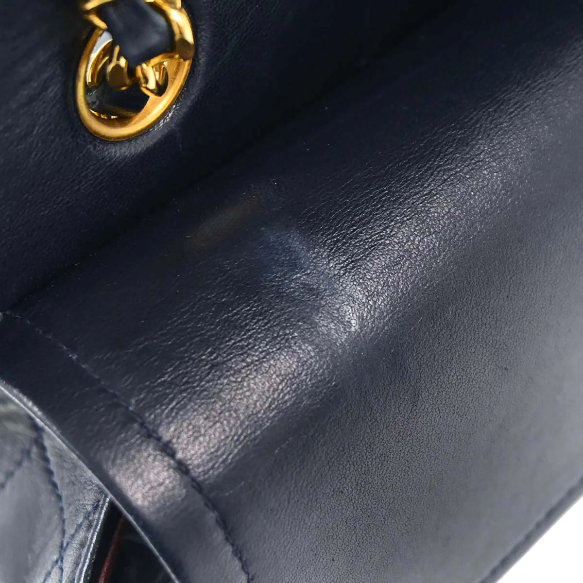 Chanel 1989-1991 Navy Lambskin Double Flap Medium Shoulder Bag - Image 17