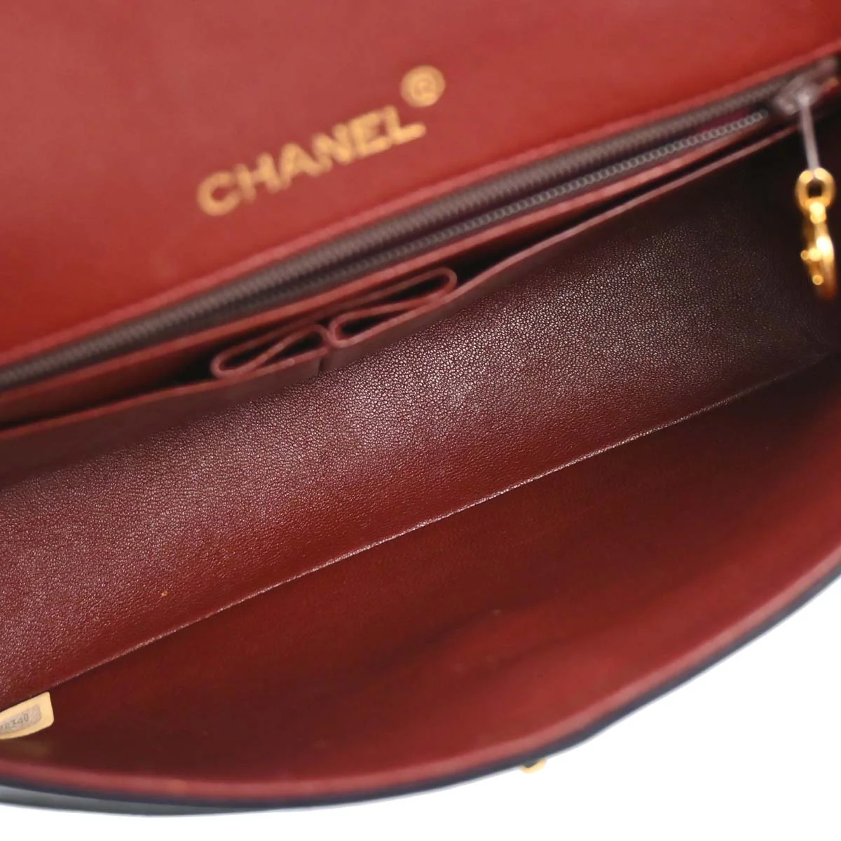 Chanel 1989-1991 Navy Lambskin Double Flap Medium Shoulder Bag - Image 19