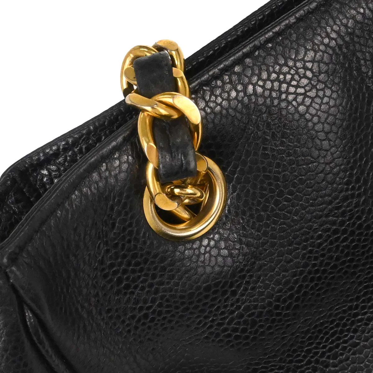 Chanel Black Caviar Skin Triple CC Shoulder Tote Bag - Image 5