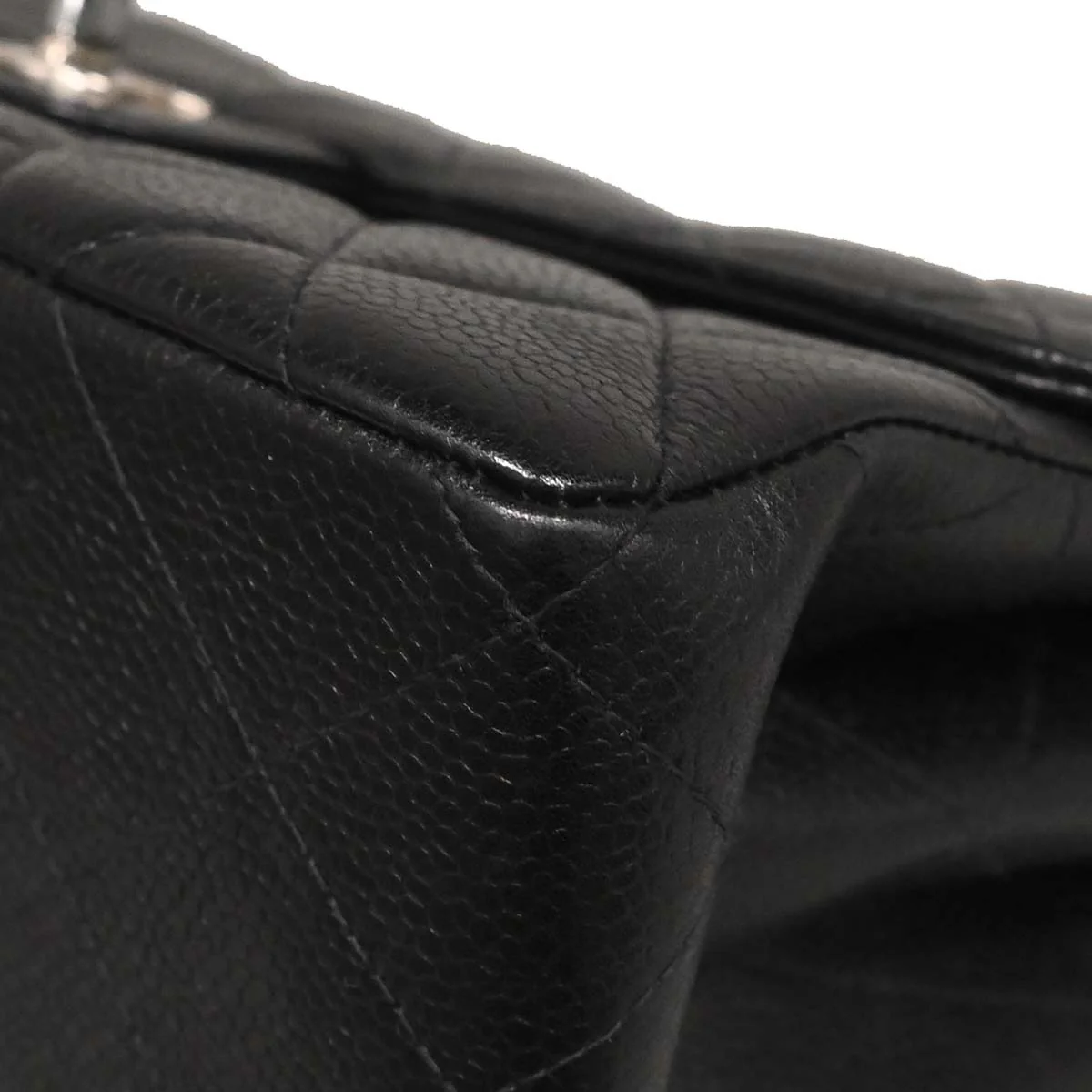 Chanel 1996-1997 Black Caviar Skin Double Sided Flap Medium Handbag - Image 6