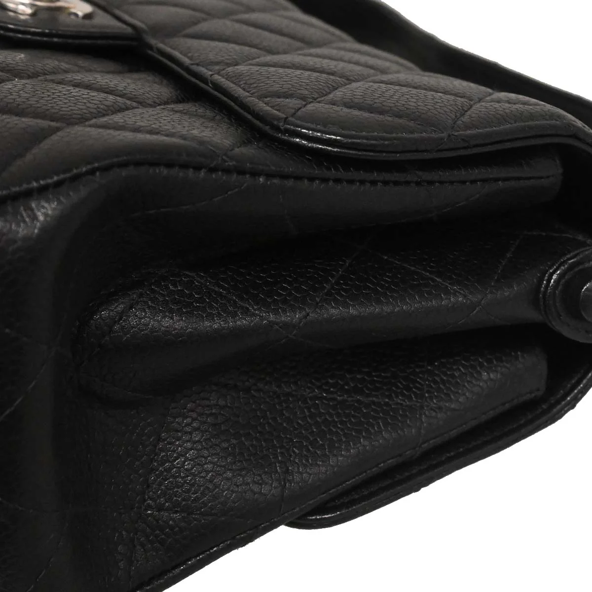 Chanel 1996-1997 Black Caviar Skin Double Sided Flap Medium Handbag - Image 8