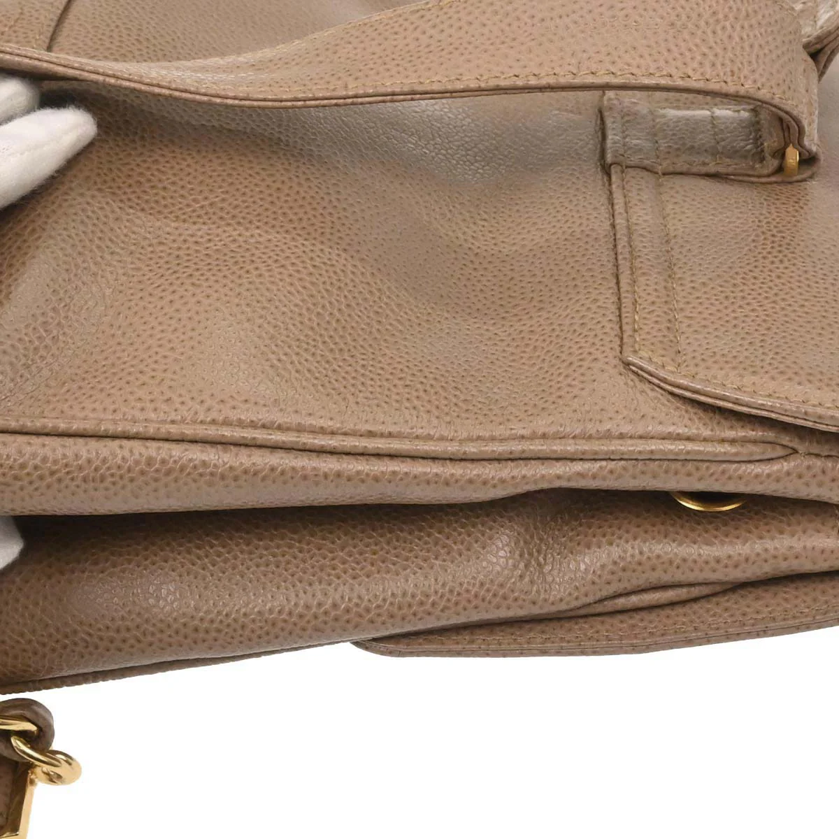 Chanel 1996-1997 Beige Caviar Skin Triple CC Backpack - Image 10