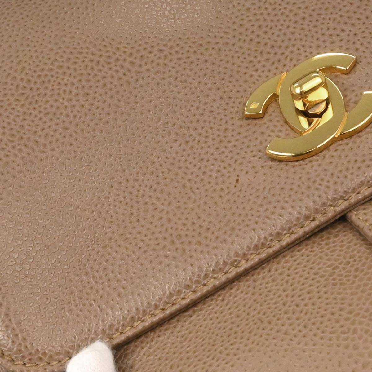 Chanel 1996-1997 Beige Caviar Skin Triple CC Backpack - Image 12