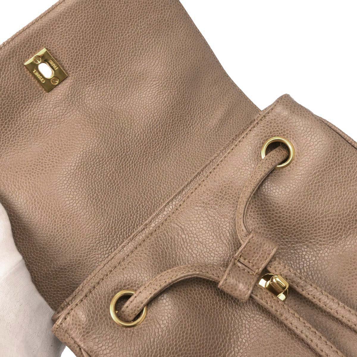 Chanel 1996-1997 Beige Caviar Skin Triple CC Backpack - Image 14