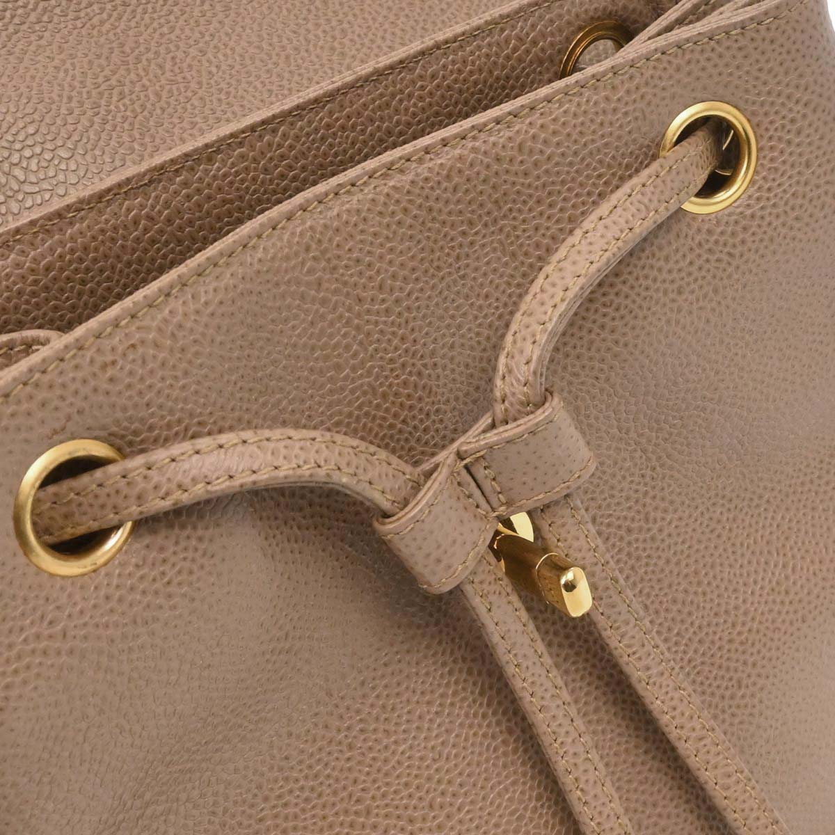 Chanel 1996-1997 Beige Caviar Skin Triple CC Backpack - Image 16
