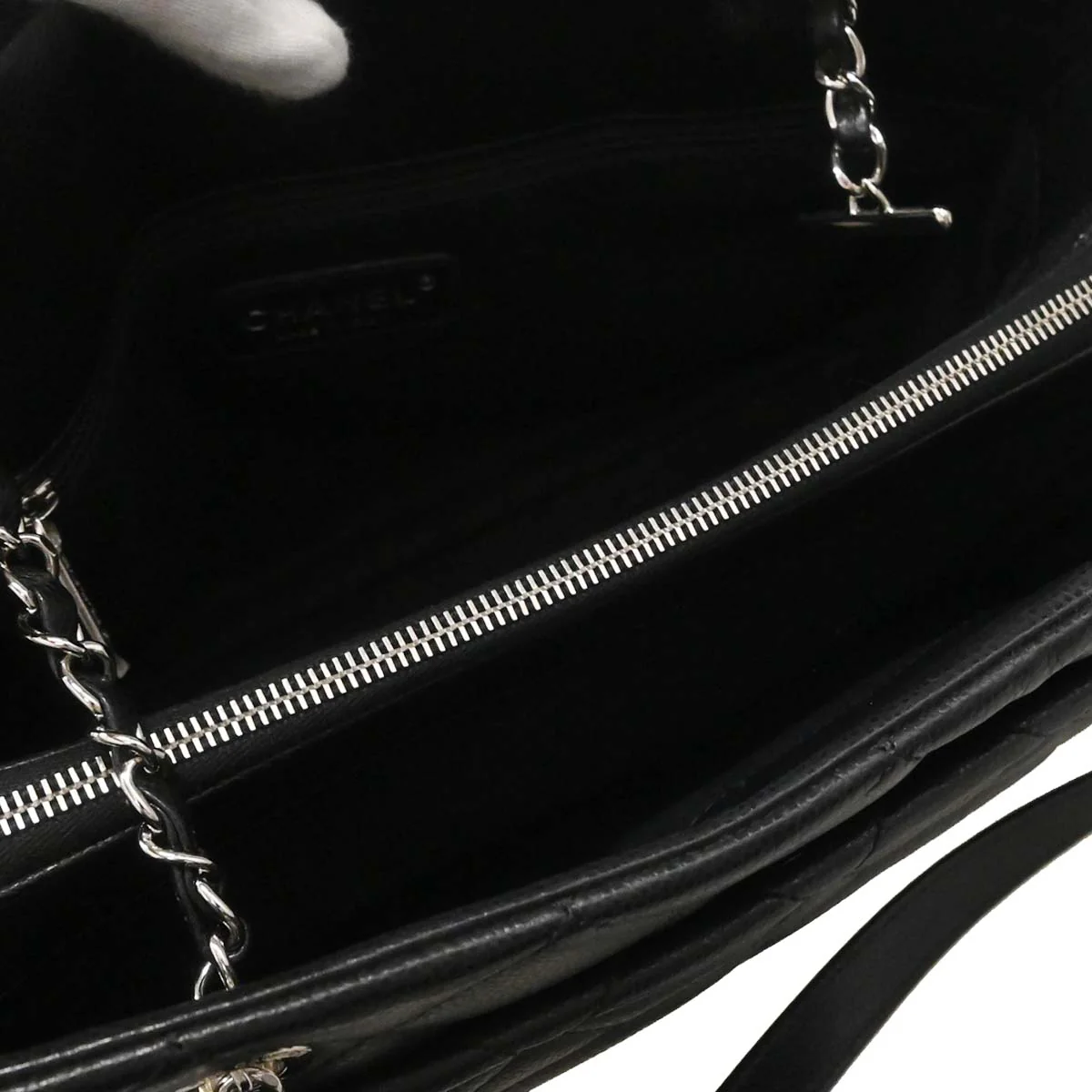 Chanel 2012-2013 Black Caviar Timeless CC Chain Tote Bag - Image 14